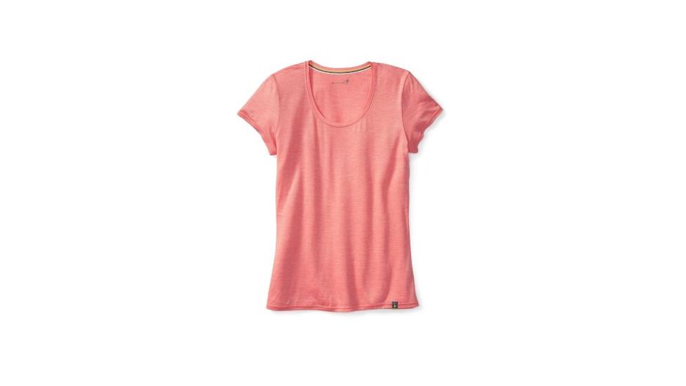 Smartwool Solid Scoop Tee - Womens, Bright Coral, Extra Small, SW0SF163494XS