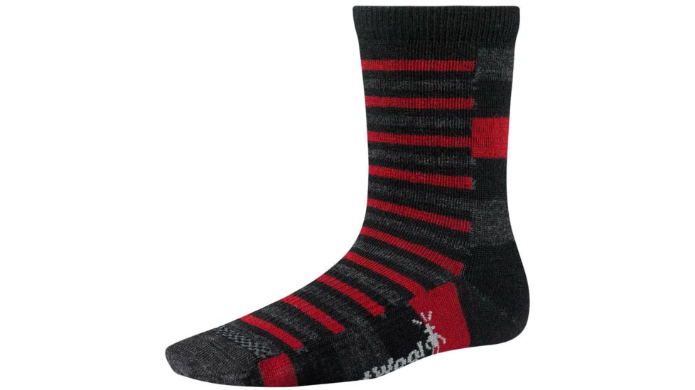 Smartwool Split Stripe Crew Sock - Boy's-Black-Large