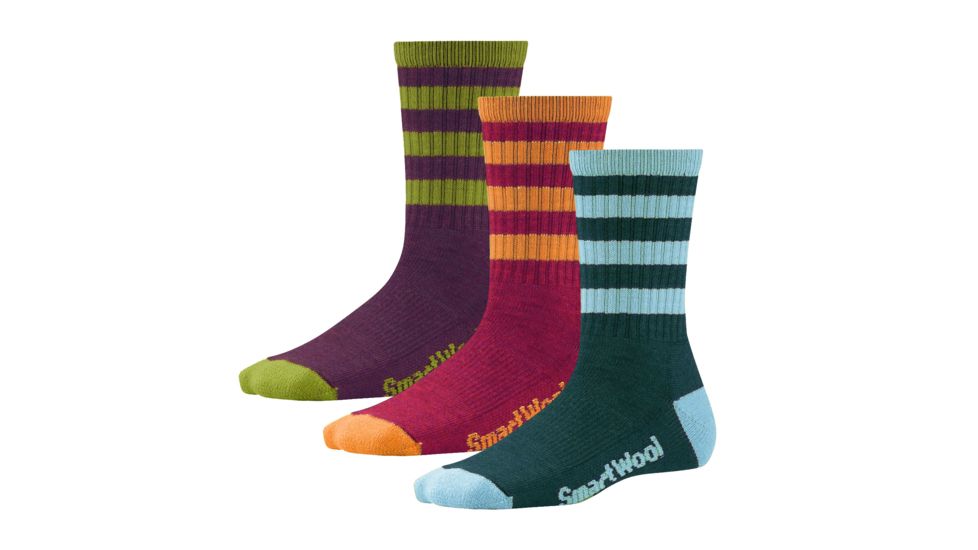 Smartwool Stripe Hike Medium Crew 3 Pack Socks - Women's-Multi-Small