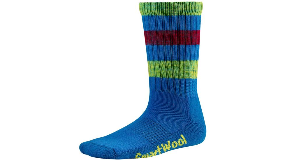 Smartwool Striped Hike Light Crew Sock - Kid's-Bright Blue-Large