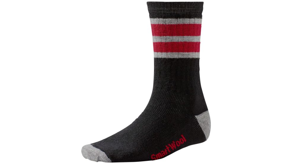 Smartwool Striped Hike Light Crew Sock - Kid's-Charcoal-Medium