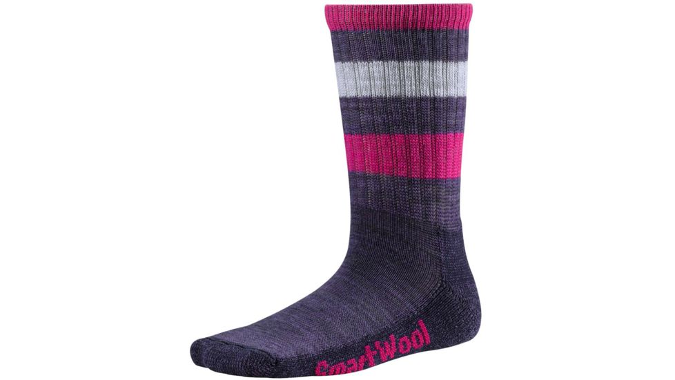 Smartwool Striped Hike Light Crew Sock - Kid's-Desert Purple-Large