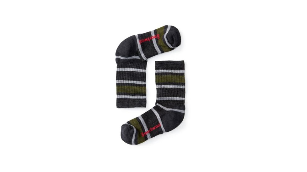 Smartwool Striped Hike Light Crew Sock - Kids, Charcoal, Large SW001212003-L