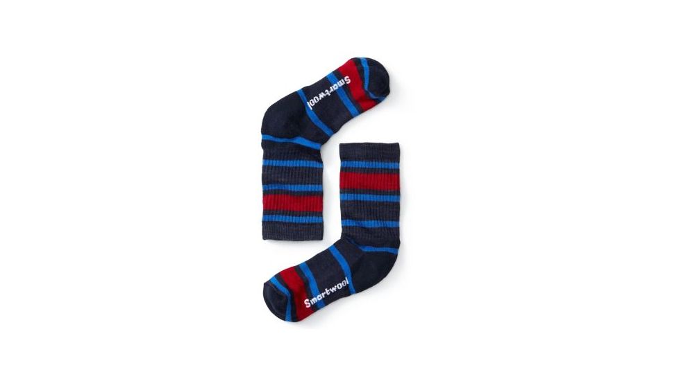 Smartwool Striped Hike Light Crew Sock - Kids, Deep Navy, Large SW001212092-L