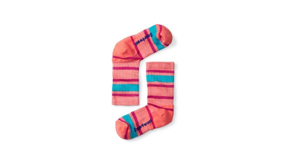 Smartwool Striped Hike Light Crew Sock - Kids, Bright Coral, Small SW001212494-S