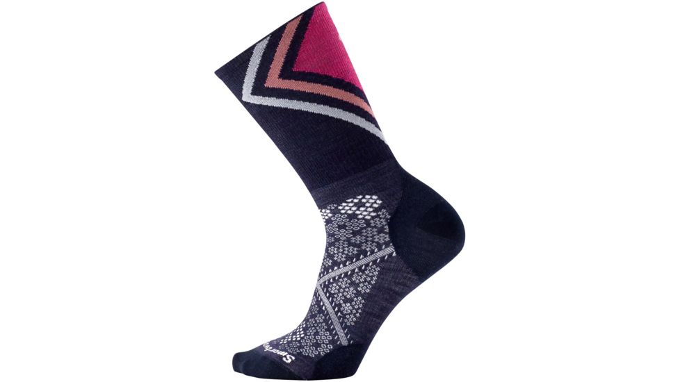 Smartwool PhD Run Ultra Light Pattern Crew Sock - Women's-Deep Navy-Medium