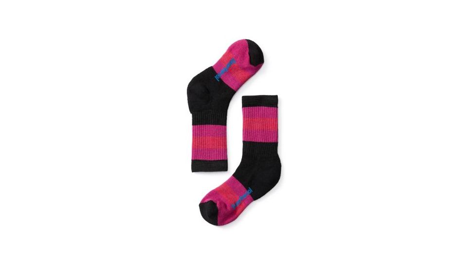 Smartwool Striped Hike Medium Crew Sock - Kids, Black, Large SW001213001-L