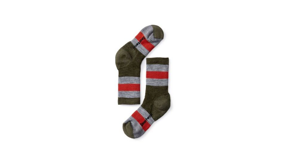 Smartwool Striped Hike Medium Crew Sock - Kids, Loden, Medium SW001213031-M