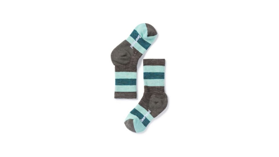 Smartwool Striped Hike Medium Crew Sock - Kids, Taupe-Mint, Large SW001213523-L