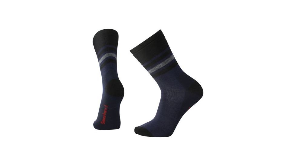 Smartwool Striped Hike Medium Crew Sock - Men's, Deep Navy, Large SW001096092-L