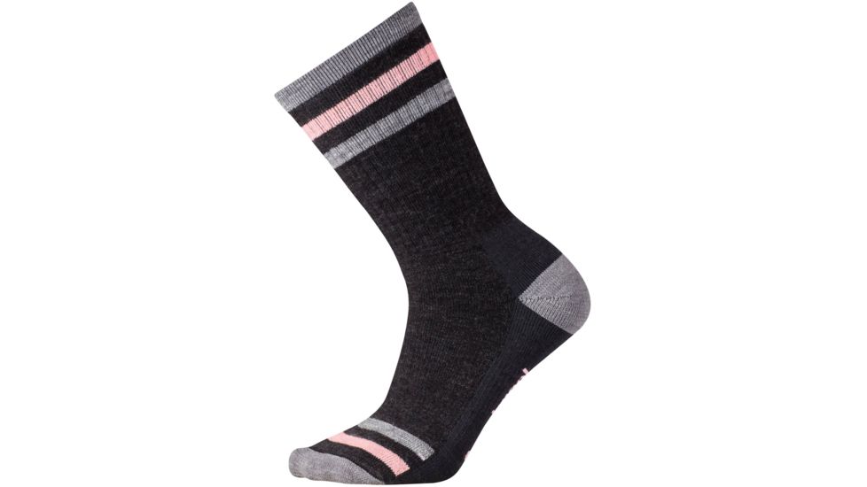 Smartwool Striped Hike Medium Crew Sock - Women's -Charcoal-Large