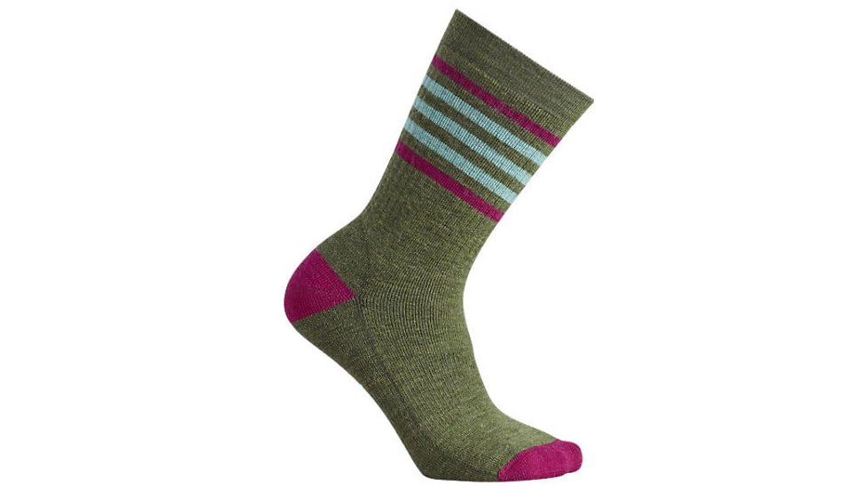 Smartwool Striped Hike Medium Crew Sock - Women's -Light Loden/Berry-Medium
