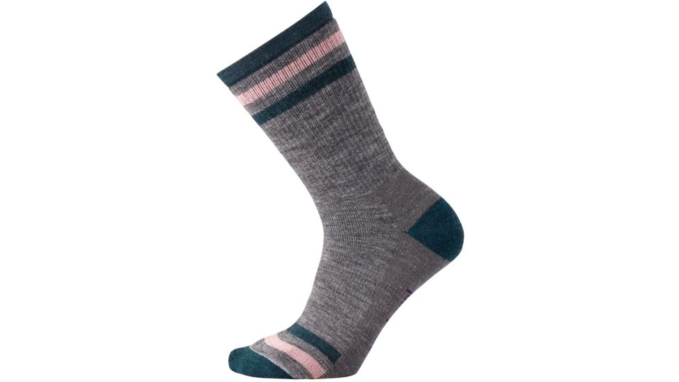 Smartwool Striped Hike Medium Crew Sock - Women's-Medium Gray-Medium