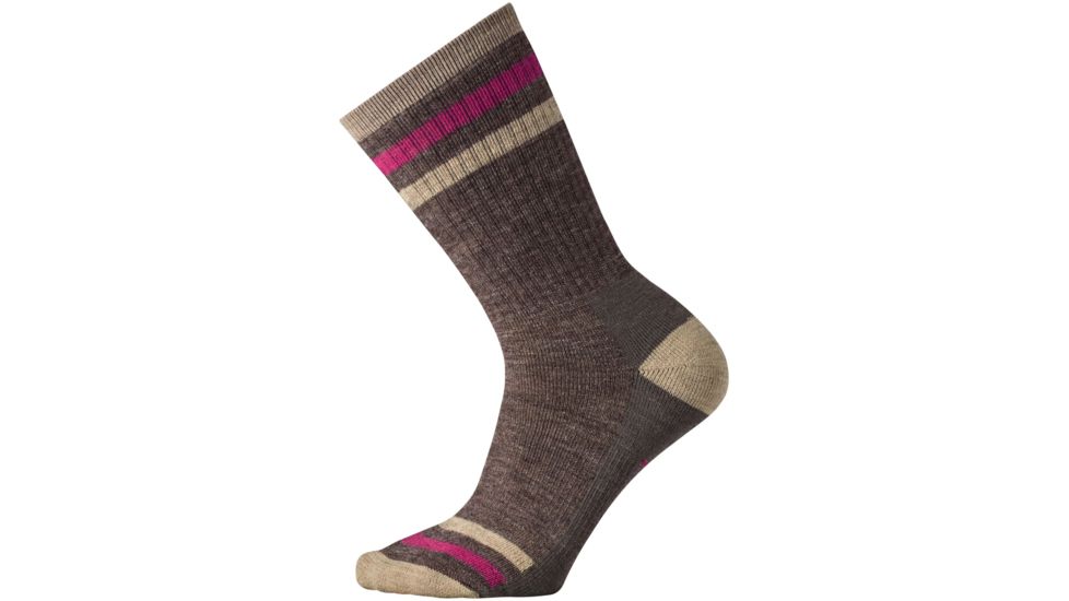 Smartwool Striped Hike Medium Crew Sock - Women's -Taupe-Large