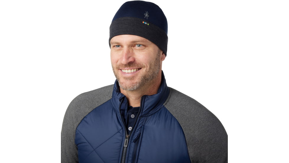 Smartwool Thermal Merino Reversible Cuffed Beanie, 391 Deep Navy-Charcoal, 1FM, SW0SW9563911FM