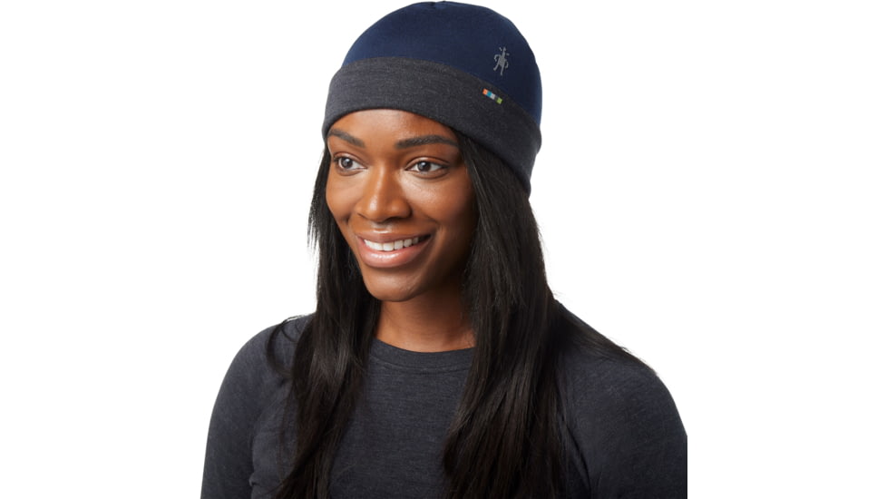 Smartwool Thermal Merino Reversible Cuffed Beanie, 391 Deep Navy-Charcoal, 1FM, SW0SW9563911FM