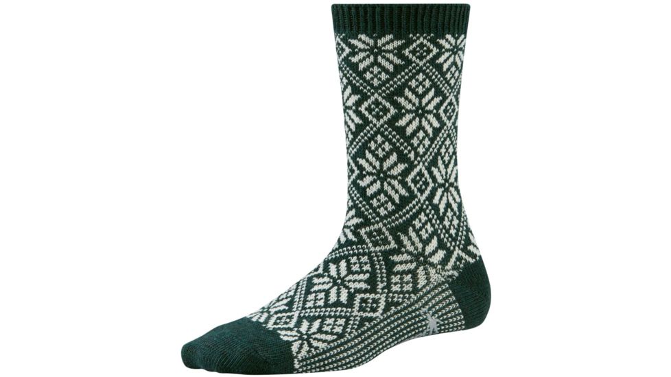 Smartwool Traditional Snowflake Medium Crew Sock - Women's-Bottle Green-Medium