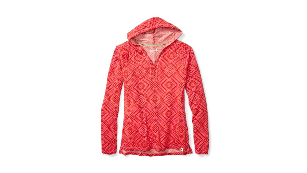 Smartwool Women's Merino 150 Pattern Hoody, Bright Coral, M, SW016033494-M