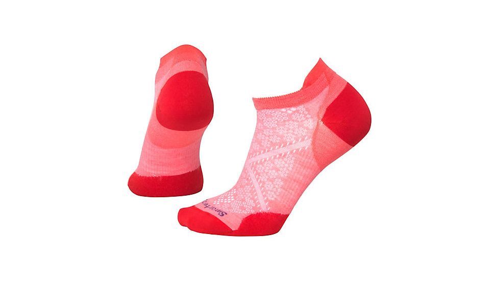 Smartwool Women's PhD Run Ultra Light Striped Micro Socks, Bright Coral, Large, SW000771494-L