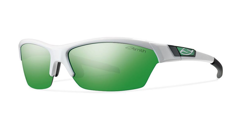 Smith Approach Sunglasses-White-Green Sol-X Mirror