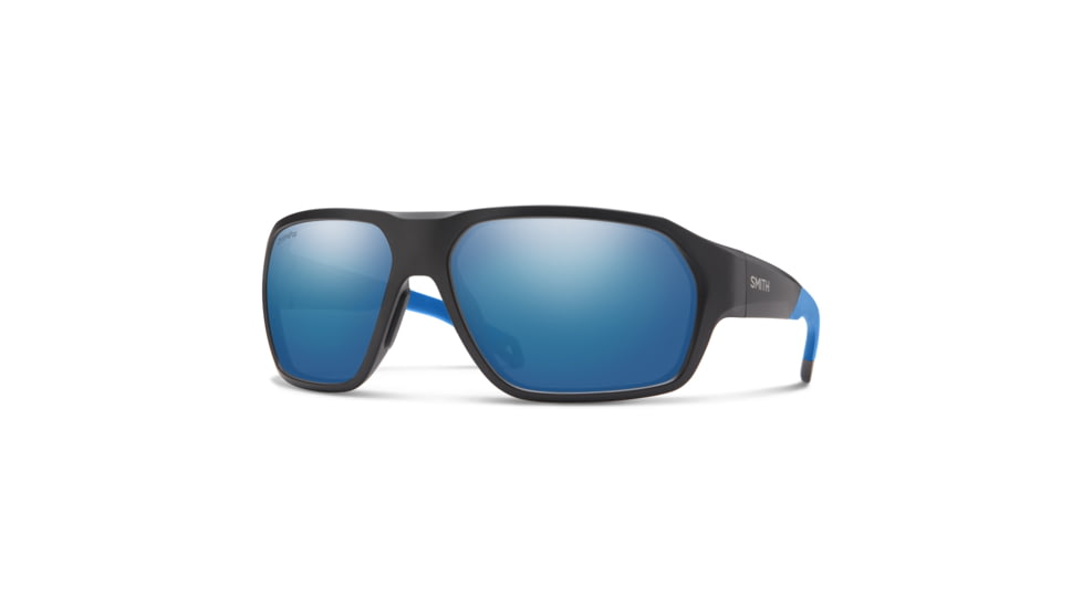 Smith Deckboss Sunglasses, Matte Black Blue Frame, ChromaPop Polarized Blue Mirror Lens, 2040660VK63QG