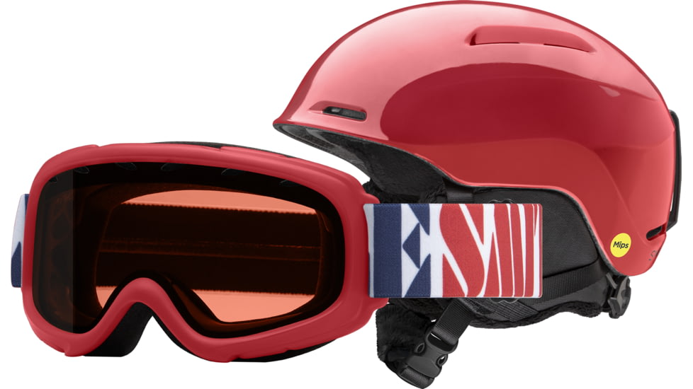 Smith Glide Jr. MIPS/Gambler Combo Helmet, Lava, Youth Small, E005292RN5155