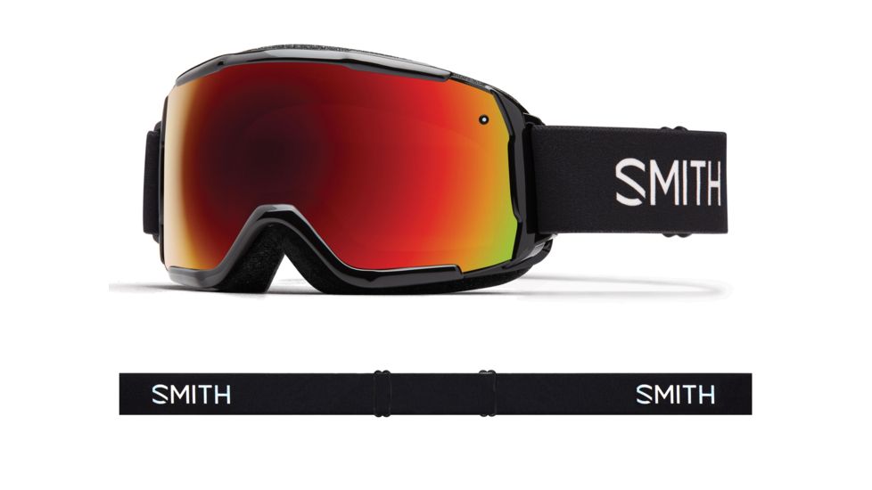 Smith Grom Youth Snow Goggles - Mens, Black, Red Sol-X Mirror Lens, GR6DXBK19