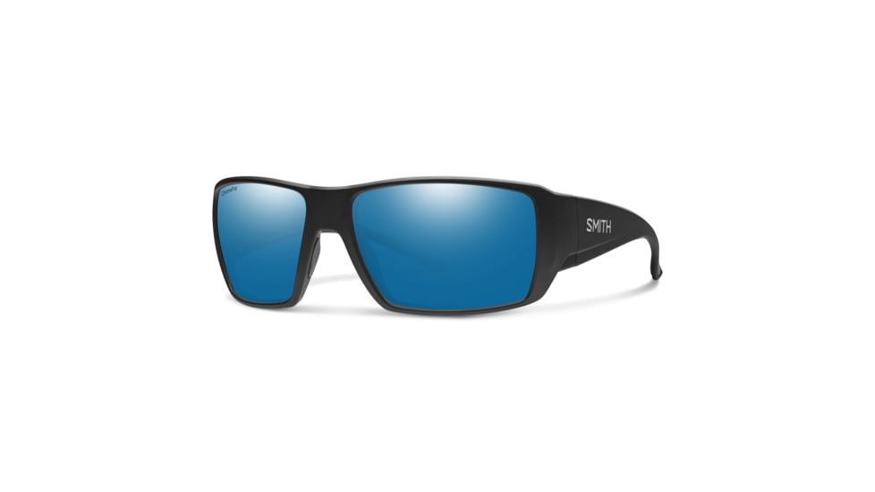 Smith Guides Choice XL Sunglasses, Matte Black Frame, ChromaPop Glass Polarized Blue Mirror Lens, 20444800363QG