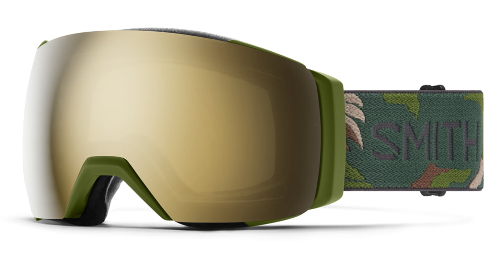 Smith I/O Mag Xl Low Bridge Fit Googles, ChromaPop Sun Black Gold Mirror, Olive Plant Camo, M007230NH99MN