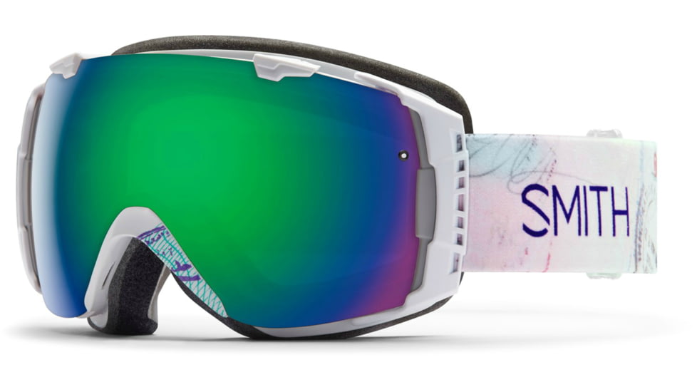 Smith I/O Womens Goggle-White Wanderlust-Green Sol-X Mirror