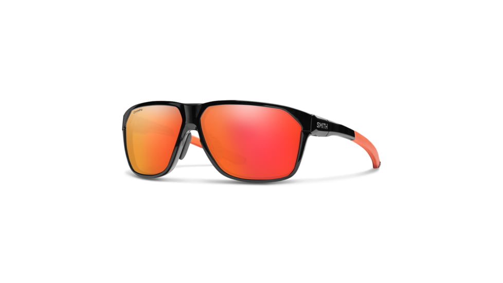 Smith Leadout PivLock Sunglasses, Matte Black Cinder Frame, ChromaPop Red Mirror Lens, 204198RC263X6