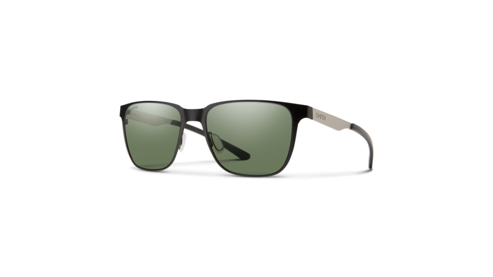 Smith Lowdown Metal Sunglasses, Matte Black/Silver Frame, ChromaPop Polarized Gray Green Lens, 204930TI754L7