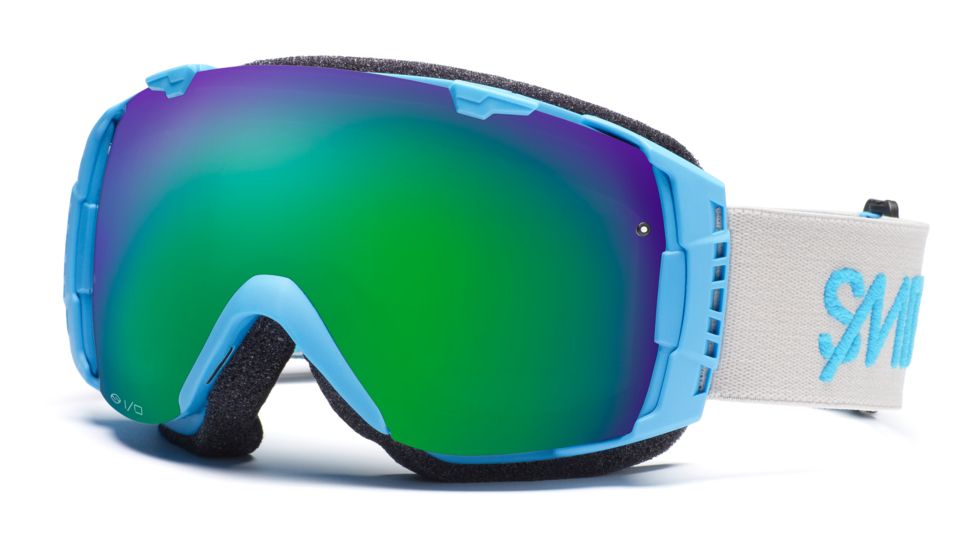 Smith I/O Goggles, Cyan Stereo, Green Sol X Mirror And Sensor Mirror Lenses IO7NXCS11