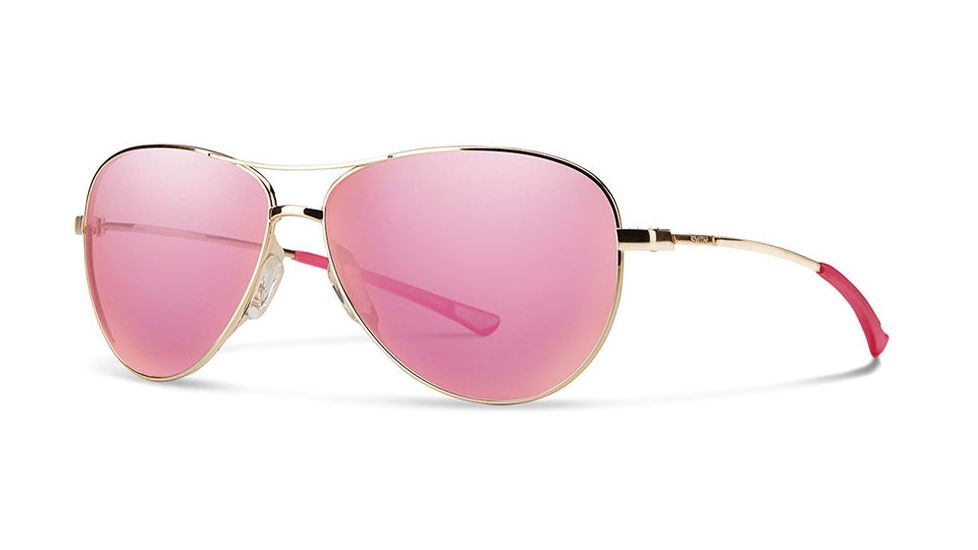Smith Optics Langley Sunglasses, Gold Frame, Pink Sol-X Lens, LAPCPKMGD