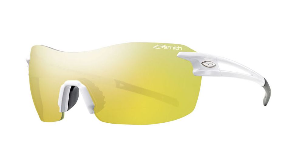 Smith Optics Pivlock V90 Max Sunglasses White Frame Yellow Mirrorignitorclear Carbonic Tlt Vmpcylmwt