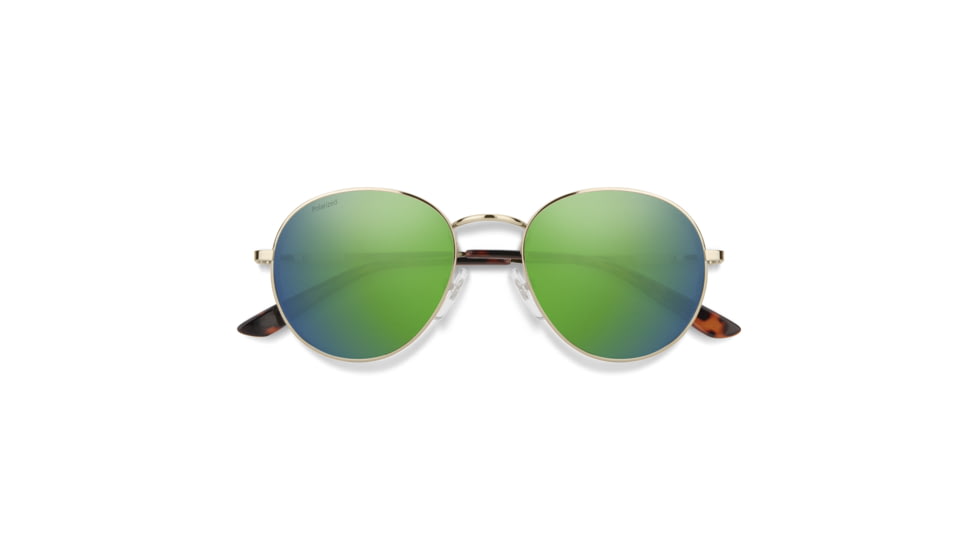 Smith Prep Sunglasses, Gold Frame, Polarized Green Mirror Lens, 203240J5G535Z