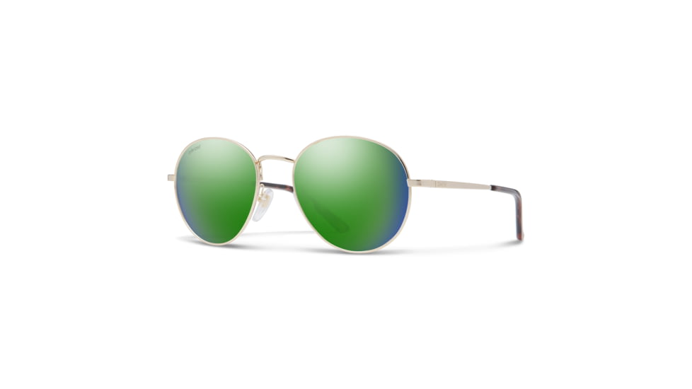 Smith Prep Sunglasses, Gold Frame, Polarized Green Mirror Lens, 203240J5G535Z