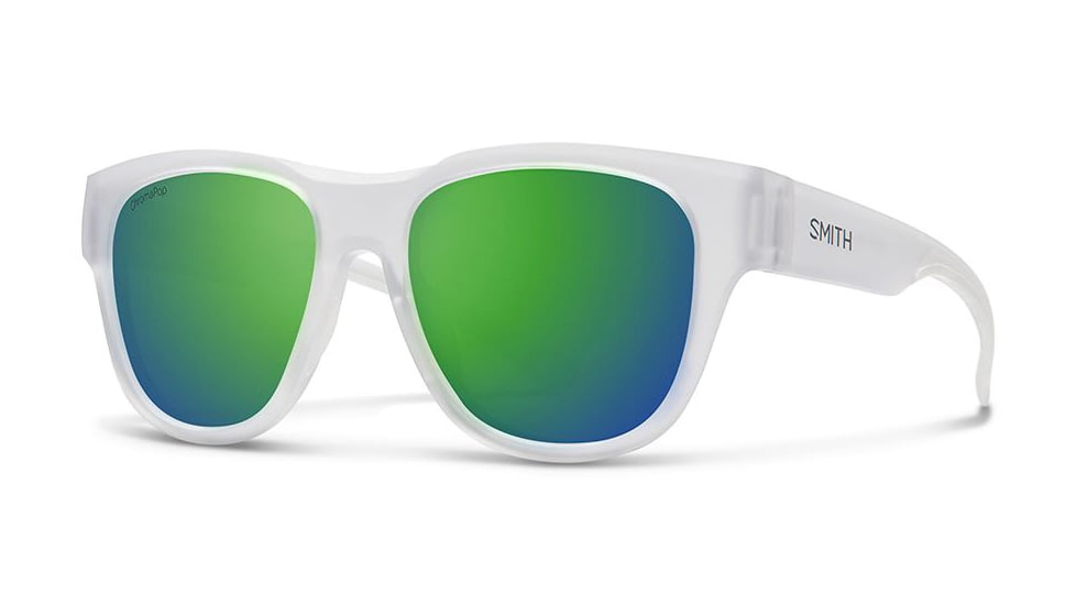 Smith Rounder Sunglasses, Matte Crystal Frame, Chromapop Green Mirror Lens, 2010432M452X8