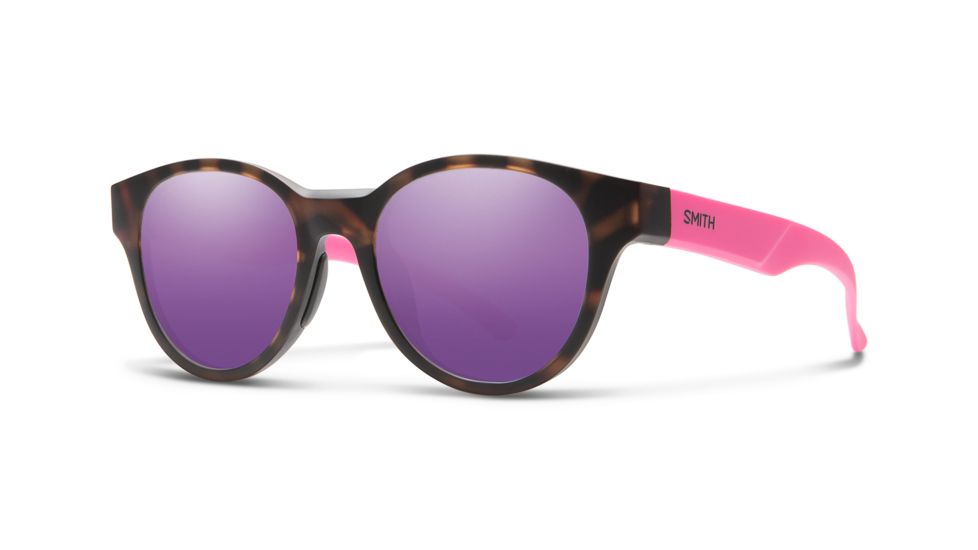 Smith Snare Sunglasses, Matte Havana Frame, Violet Mirror Lens, 201045RYU51TE