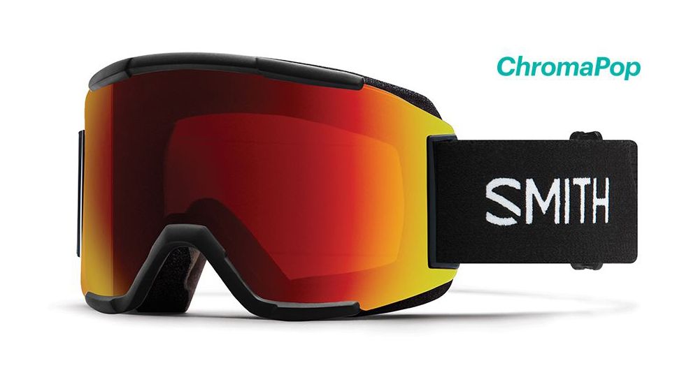 Smith Squad Goggle - Mens, Black Frame, ChromaPop Sun Red Mirror Lens, One Size, SQD2CPRBK19