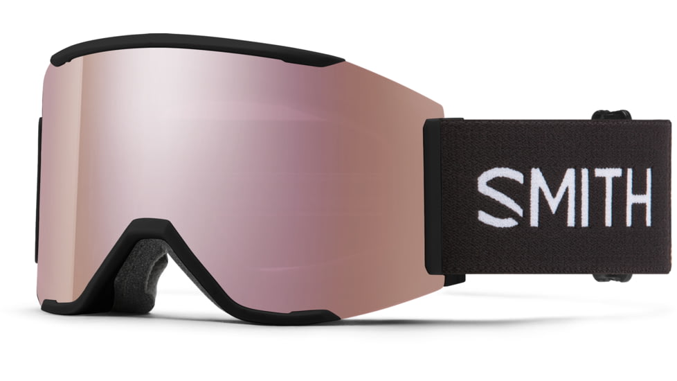 Smith Squad Mag Low Bridge Fit Googles, ChromaPop Everyday Rose Gold Mirror, Black, M007570JX99M5