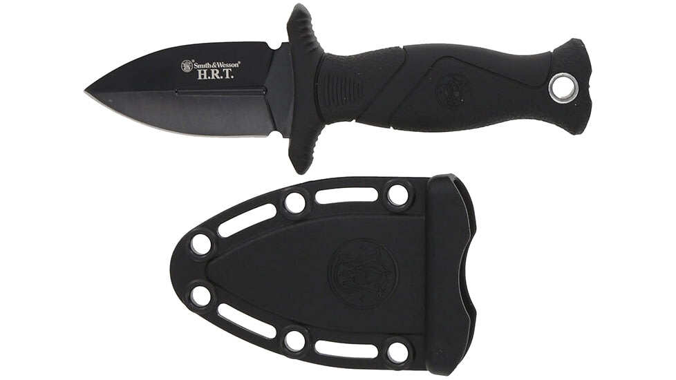Smith &amp; Wesson HRT Fixed Blade Boot Knife, 2in, High Carbon Stainless Steel, Rubberized Handle, Black, 1182571