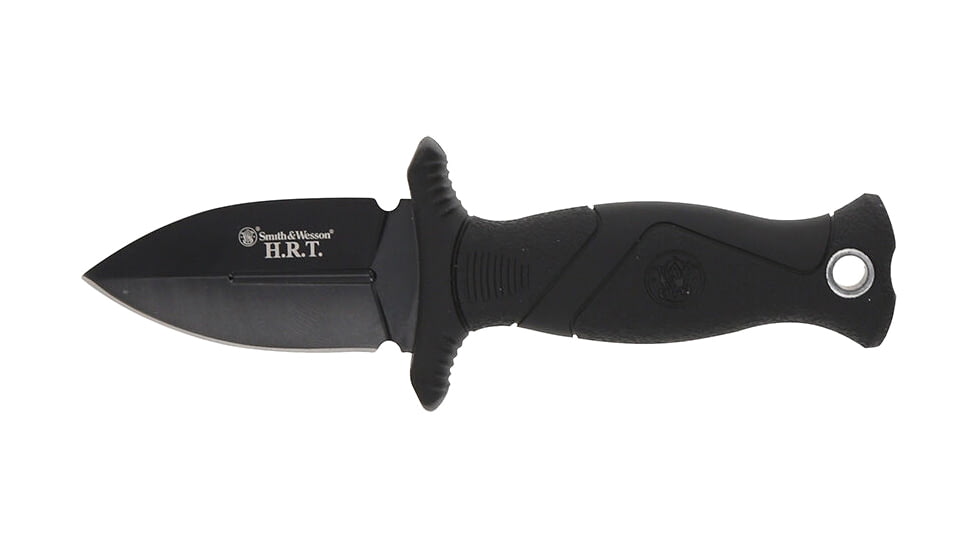 Smith &amp; Wesson HRT Fixed Blade Boot Knife, 2in, High Carbon Stainless Steel, Rubberized Handle, Black, 1182571