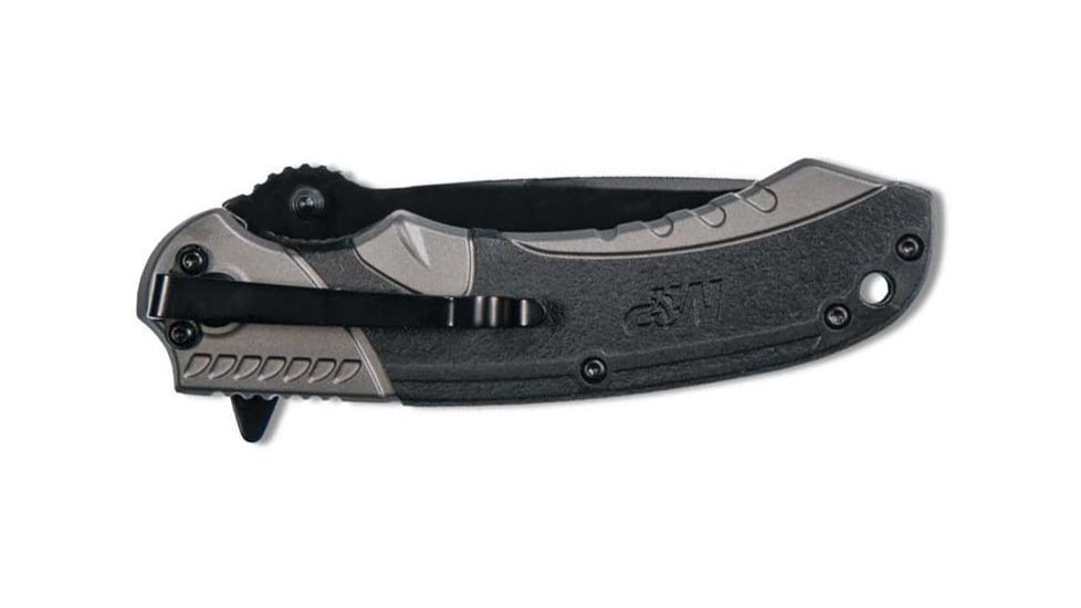 Smith &amp; Wesson Liner Lock Folding Knives, 2.5 in, 8Cr13MoV Stainless Steel, Drop Point, Black/Gray, Aluminum, 1085907