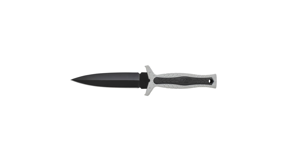 Smith &amp; Wesson M&amp;P Fixed Blade Boot Knifes, 4.6 in, 8Cr13MoV Stainless Steel, Spear Point, Black/Grey, Rubber, SWMPF3GCP