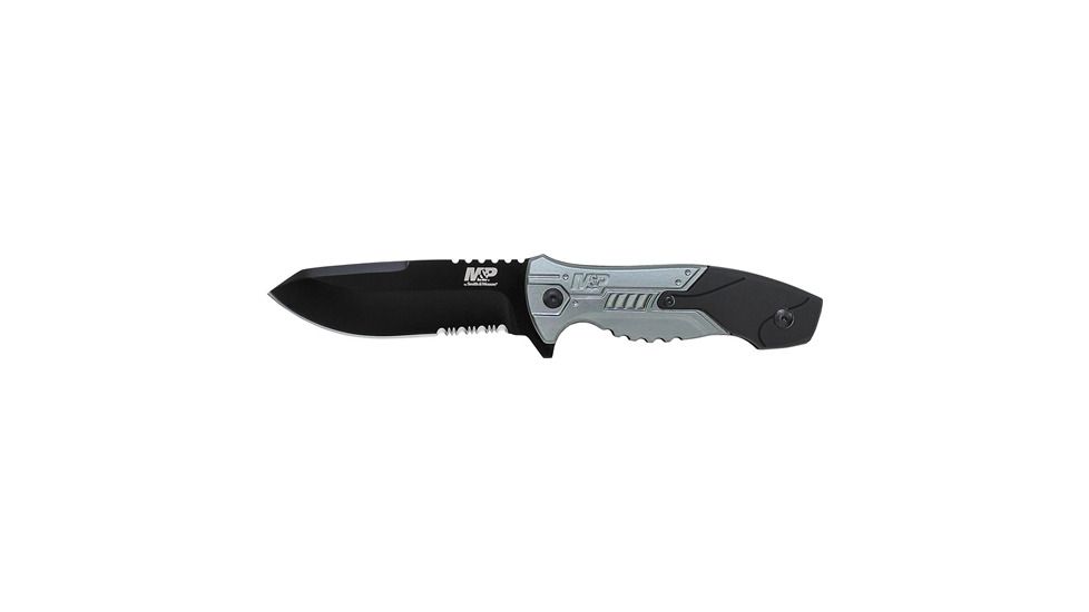 Smith &amp; Wesson M&amp;P Full Tang Tanto Fixed Blade Knives, 8Cr13MoV Stainless Steel, Black/Silver, Rubberized Aluminum, SWMPF2BSCP
