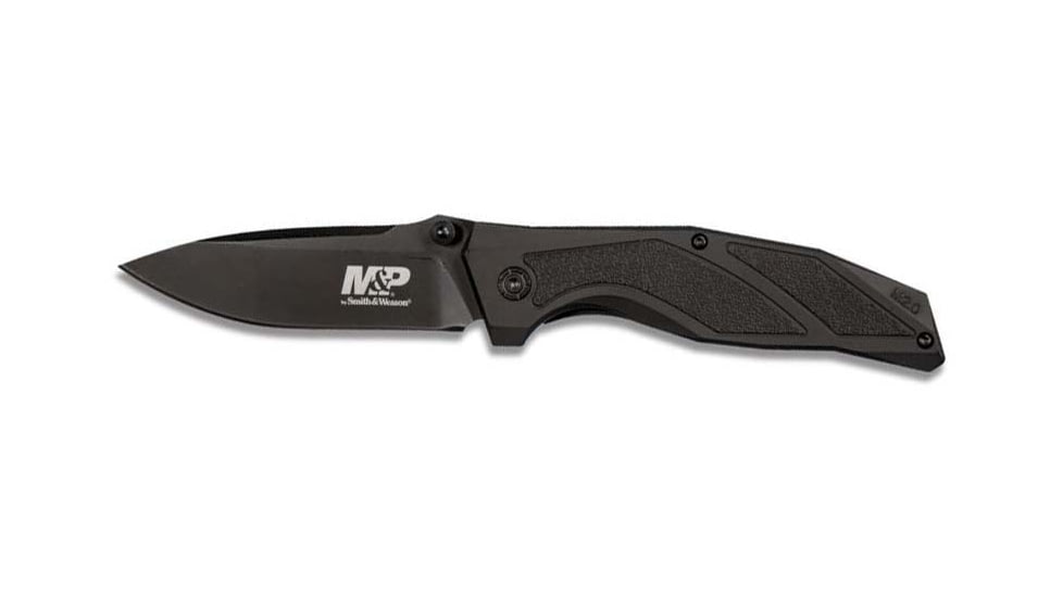Smith &amp; Wesson M&amp;P Mp300cp Blk Folding Knives, 3.25 in, 8Cr13MoV Stainless Steel, Black, Aluminum, 1085897