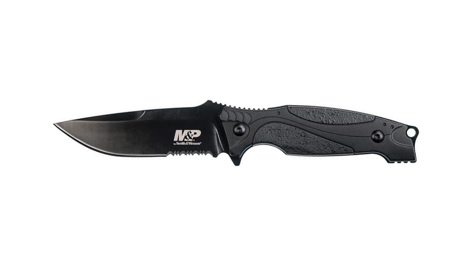 Smith &amp; Wesson Mpm2.0f40cp M2.0 Fb Blk/Blk Knives, 4.125 in, 8Cr13MoV Stainless Steel, Black, Rubber, 1085881