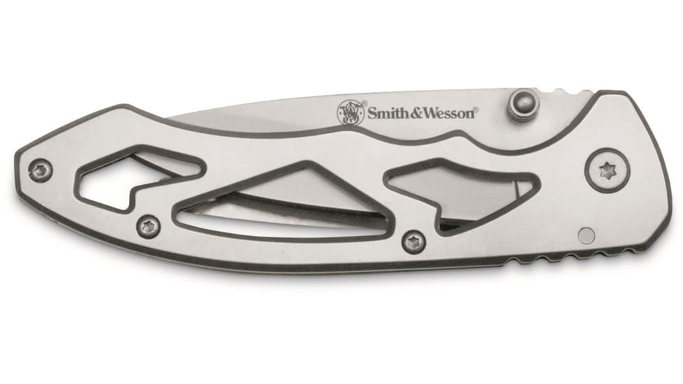 Smith &amp; Wesson SW &amp; Tool Combo Folding Knives, 2.75 in, 7CR17MOV Stainless Steel, Drop Point, Stainless, 1085961