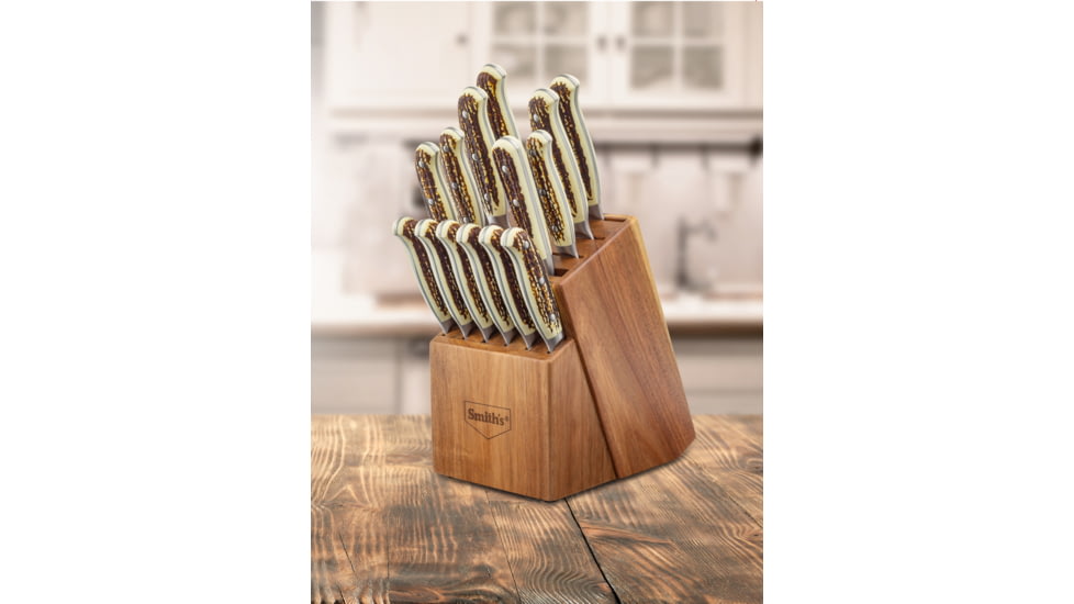 Smiths Cabin &amp; Lodge Cutlery 15-Pcs Block Set, Stag, 51032
